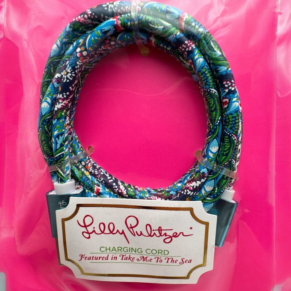 Lilly Pulitzer Phone Charging Cord 4' Take me to the Sea  8 Pin To USB 2.0